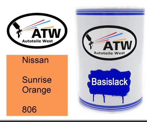 Nissan, Sunrise Orange, 806: 500ml Lackdose, von ATW Autoteile West.